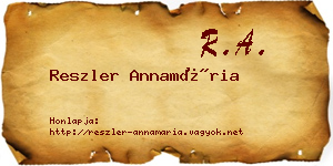 Reszler Annamária névjegykártya